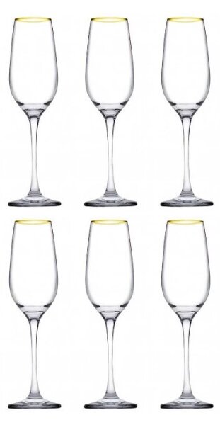 Pezsgős pohár aranyszélű Amber 200ml 6db 440295/1110594