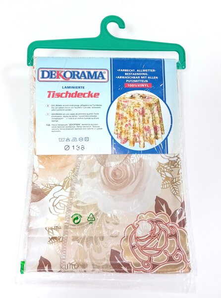 Asztalterítő viaszos vászon kerek Happy Home 138cm RS-1452