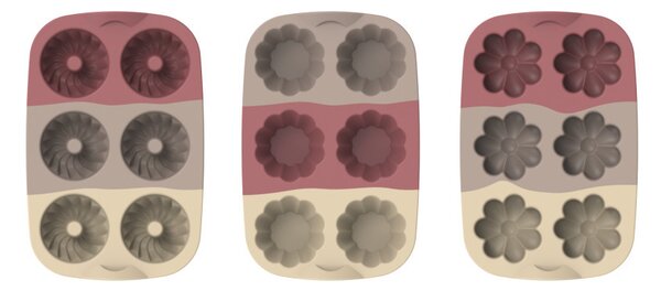 Szilikon sütőforma szett virág muffin fánk 6db-os 30010-2
