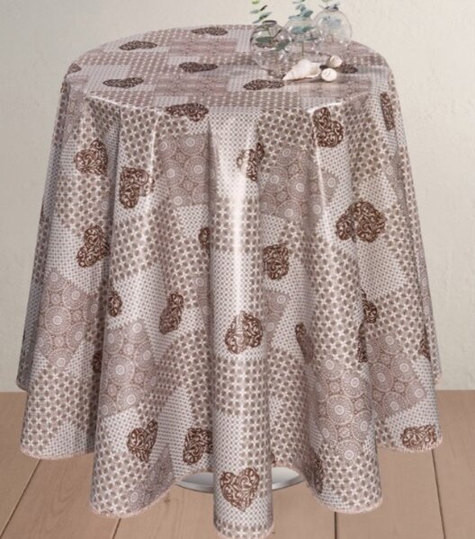 Asztalterítő viaszos vászon kerek Happy Home 138cm RS-1452