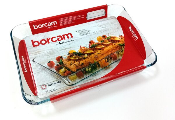 Jénai hőálló sütőtál szögletes bordázott 3,8L Borcam 59204/1001122