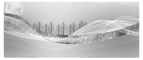 Kép - ezüst táj (120x50 cm)