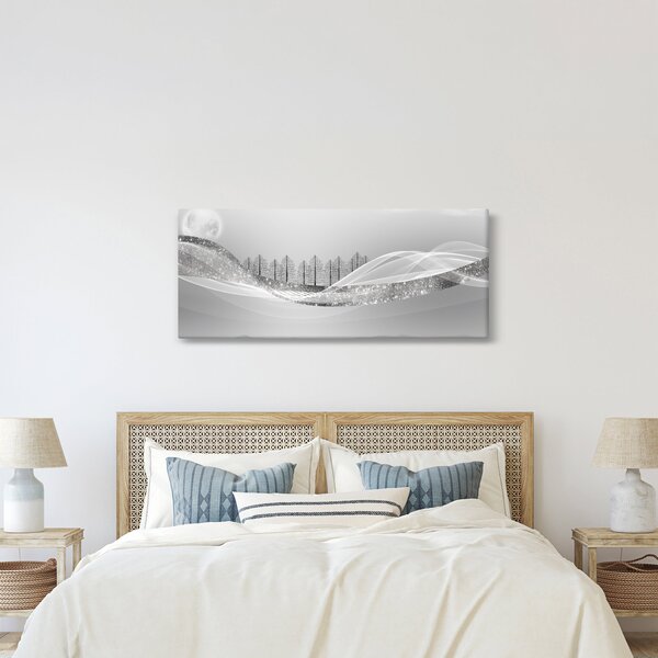 Kép - ezüst táj (120x50 cm)