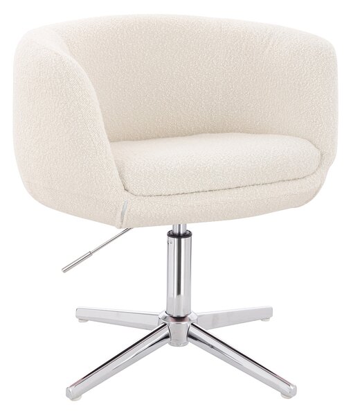 HR333CROSS Krémszínű modern boucle szék krómozott lábbal