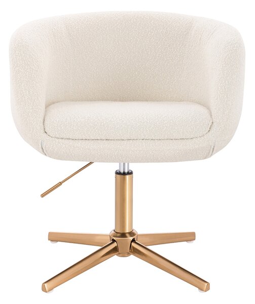 HR333CROSS Krémszínű modern boucle szék arany lábbal