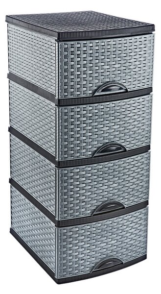 Komód rattan hatású 4 fiókos szürke-antracit OR-160 AKCIÓ