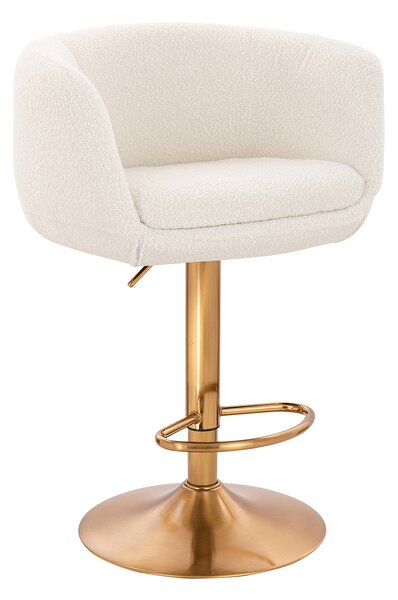 HR333W Krémszínű modern boucle szék arany lábbal