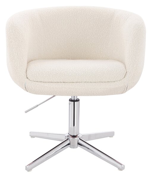 HR333CROSS Krémszínű modern boucle szék krómozott lábbal