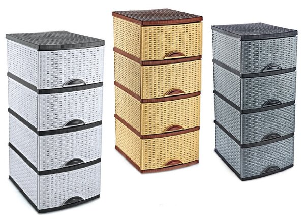 Komód rattan hatású 4 fiókos szürke-antracit OR-160 AKCIÓ