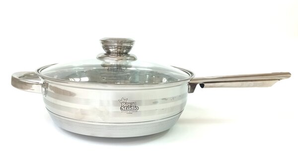 Serpenyő Inox 3,4L üveg fedővel Happy Cooking RS-1142