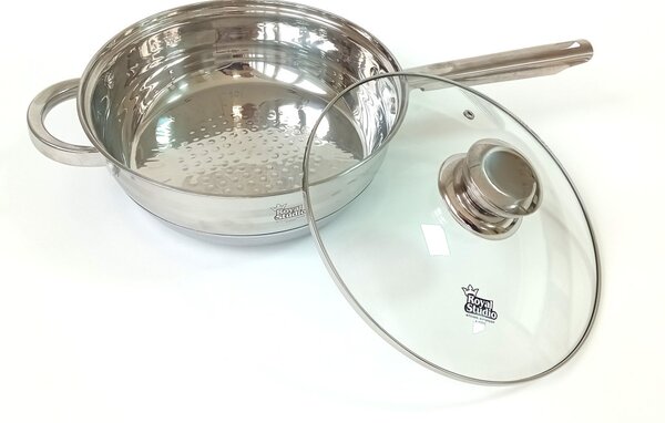 Serpenyő Inox 3,4L üveg fedővel Happy Cooking RS-1142