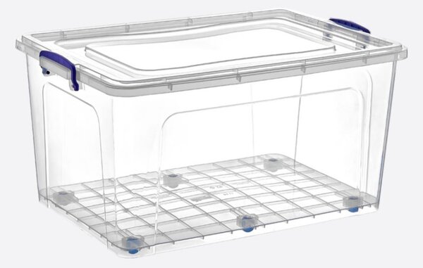 Tárolódoboz tetővel átlátszó 80L gurulós Clear 30168