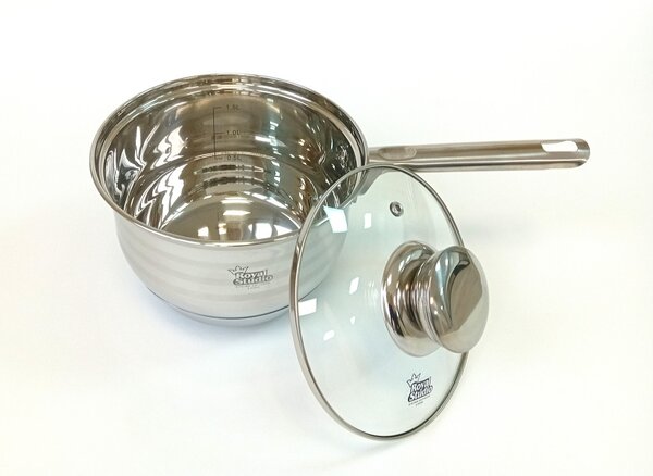 Lábas nyeles Inox 2,2L üveg fedővel Happy Cooking RS-1138
