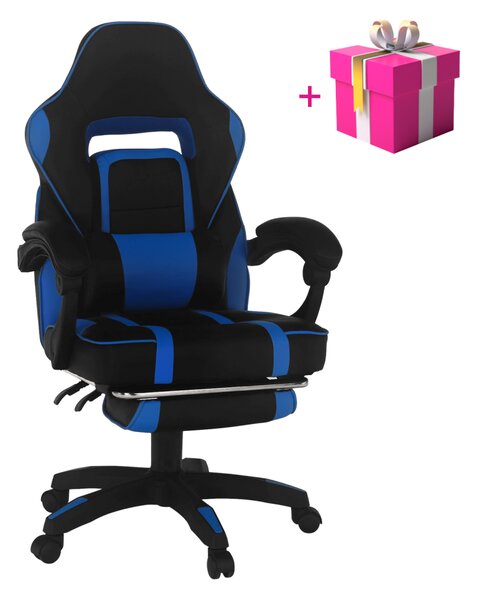 KONDELA Irodai/gamer szék, kék/fekete, GUNNER