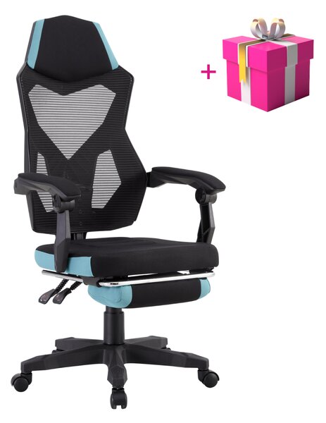 KONDELA Irodai/gamer szék, fekete/neomint, teherbírás 150 kg, JORIK NEW