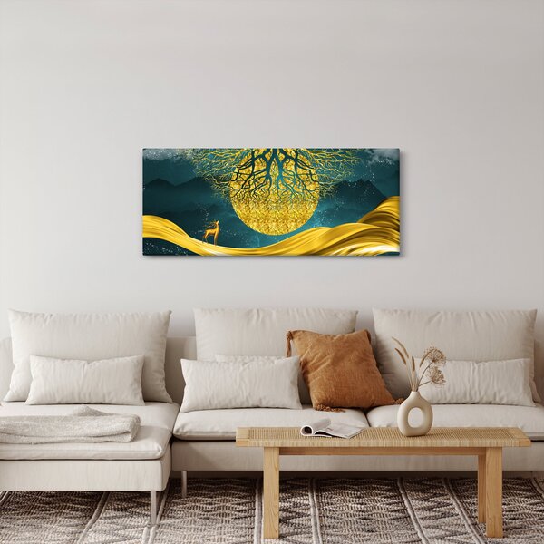 Kép - absztrakció, arany táj (120x50 cm)