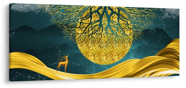 Kép - absztrakció, arany táj (120x50 cm)