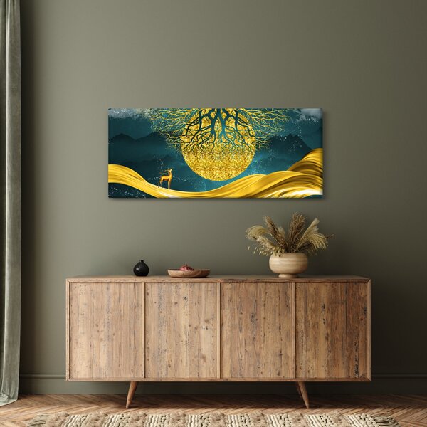 Kép - absztrakció, arany táj (120x50 cm)