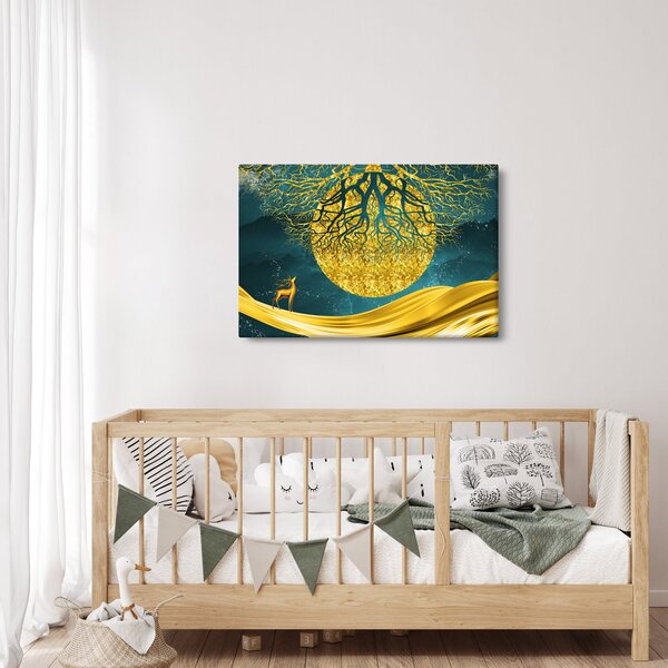 Kép - absztrakció, arany táj (90x60 cm)