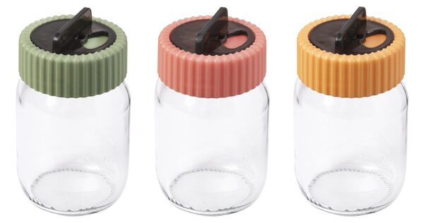 Fűszertartó üveg műanyag színes tetővel 190ml 131078-159