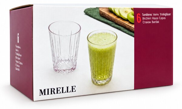 Mirelle bordázott üdítős és vizespohár készlet 6 db-os 240 ml