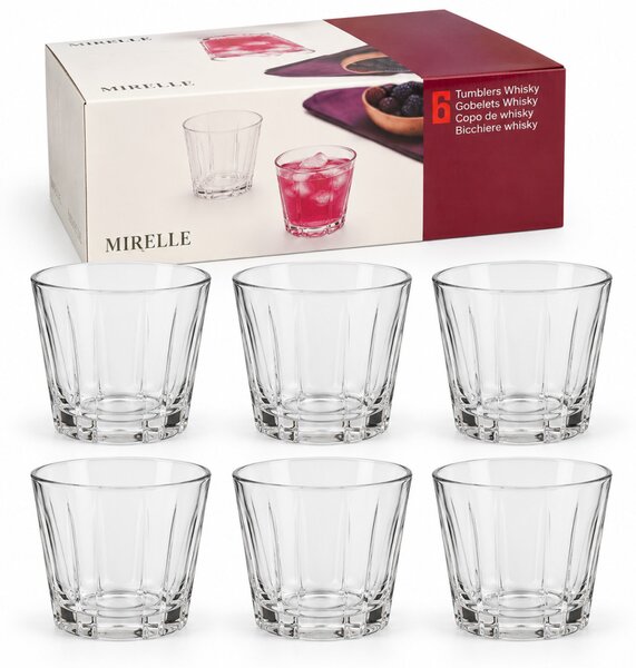 Mirelle whiskys pohár készlet bordázott 6 db-os 9 cm