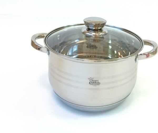 Lábas Inox 4L üveg fedővel Happy Cooking RS-1140