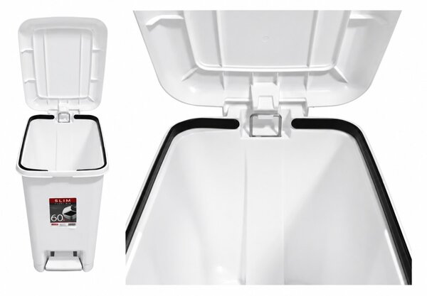 DÜNYA Slim pedálos szemetes 60 L 32x52x42,5 cm fehér
