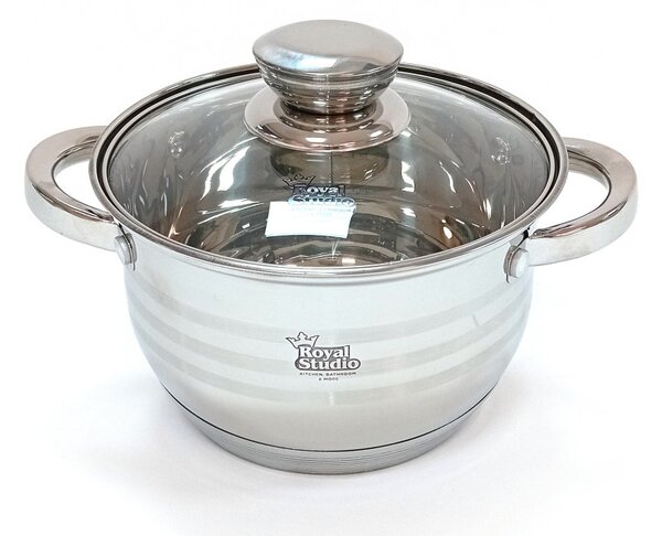 Lábas Inox 2,2L üveg fedővel Happy Cooking RS-1137