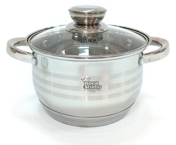 Lábas Inox 2,2L üveg fedővel Happy Cooking RS-1137