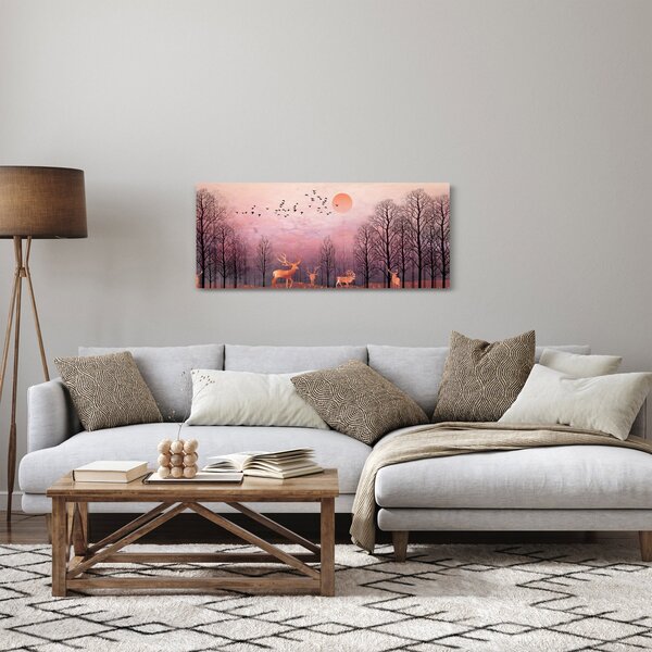 Kép - Szarvas a lenyugvó nap fényében (120x50 cm)