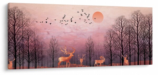 Kép - Szarvas a lenyugvó nap fényében (120x50 cm)