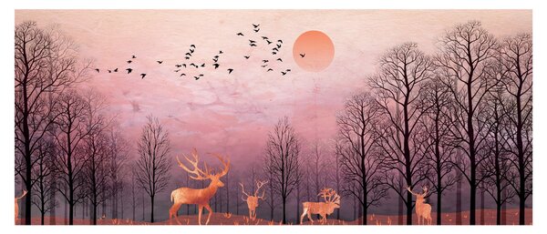 Kép - Szarvas a lenyugvó nap fényében (120x50 cm)