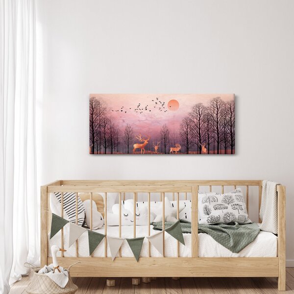 Kép - Szarvas a lenyugvó nap fényében (120x50 cm)