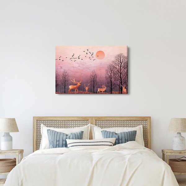 Kép - Szarvas a lenyugvó nap fényében (90x60 cm)