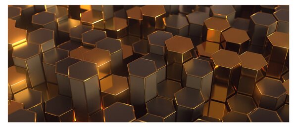 Kép - bronz hatszögek (120x50 cm)