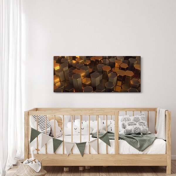 Kép - bronz hatszögek (120x50 cm)