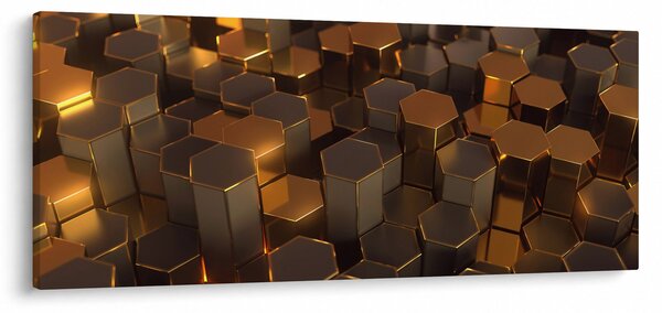 Kép - bronz hatszögek (120x50 cm)