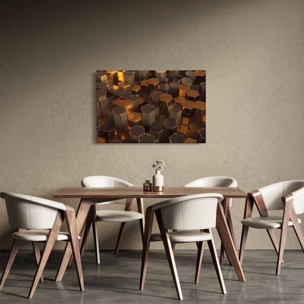 Kép - bronz hatszögek (90x60 cm)