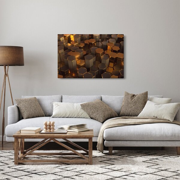 Kép - bronz hatszögek (90x60 cm)