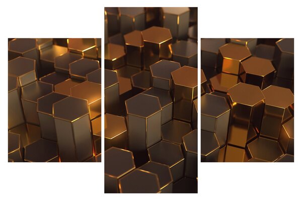 Kép - bronz hatszögek (90x60 cm)