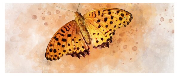 Kép - narancssárga pillangó, akvarell (120x50 cm)