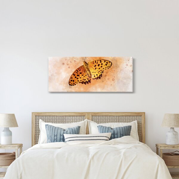 Kép - narancssárga pillangó, akvarell (120x50 cm)