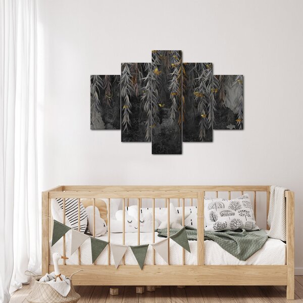 Kép -Fűzfa gallyak fekete háttérrel (150x105 cm)