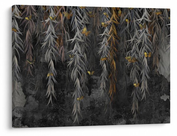 Kép -Fűzfa gallyak fekete háttérrel (70x50 cm)