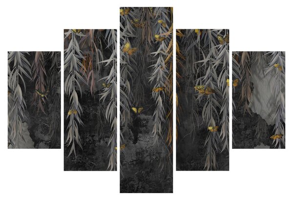 Kép -Fűzfa gallyak fekete háttérrel (150x105 cm)