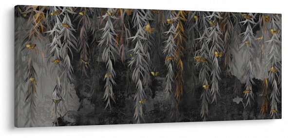 Kép -Fűzfa gallyak fekete háttérrel (120x50 cm)