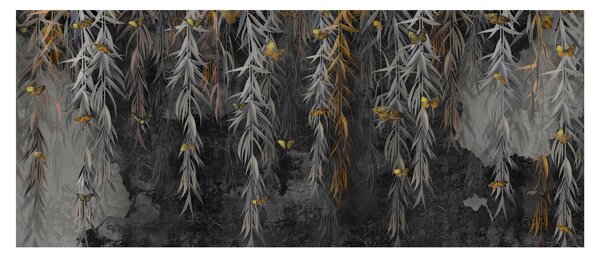 Kép -Fűzfa gallyak fekete háttérrel (120x50 cm)