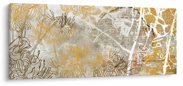 Kép - Vintage fal virágokkal (120x50 cm)