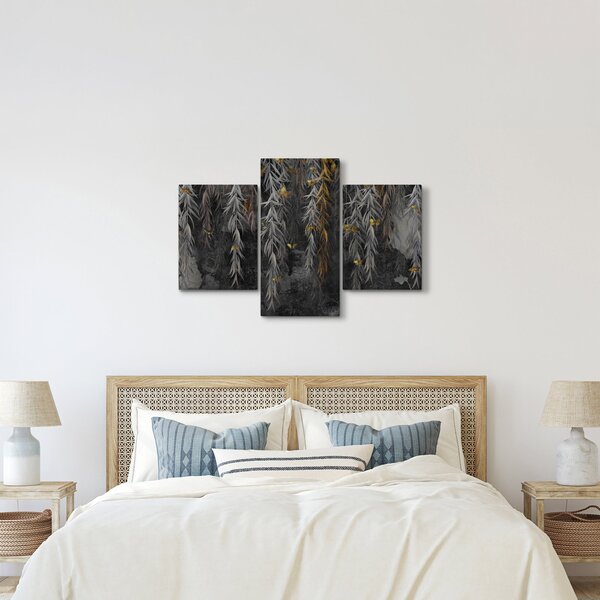 Kép -Fűzfa gallyak fekete háttérrel (90x60 cm)